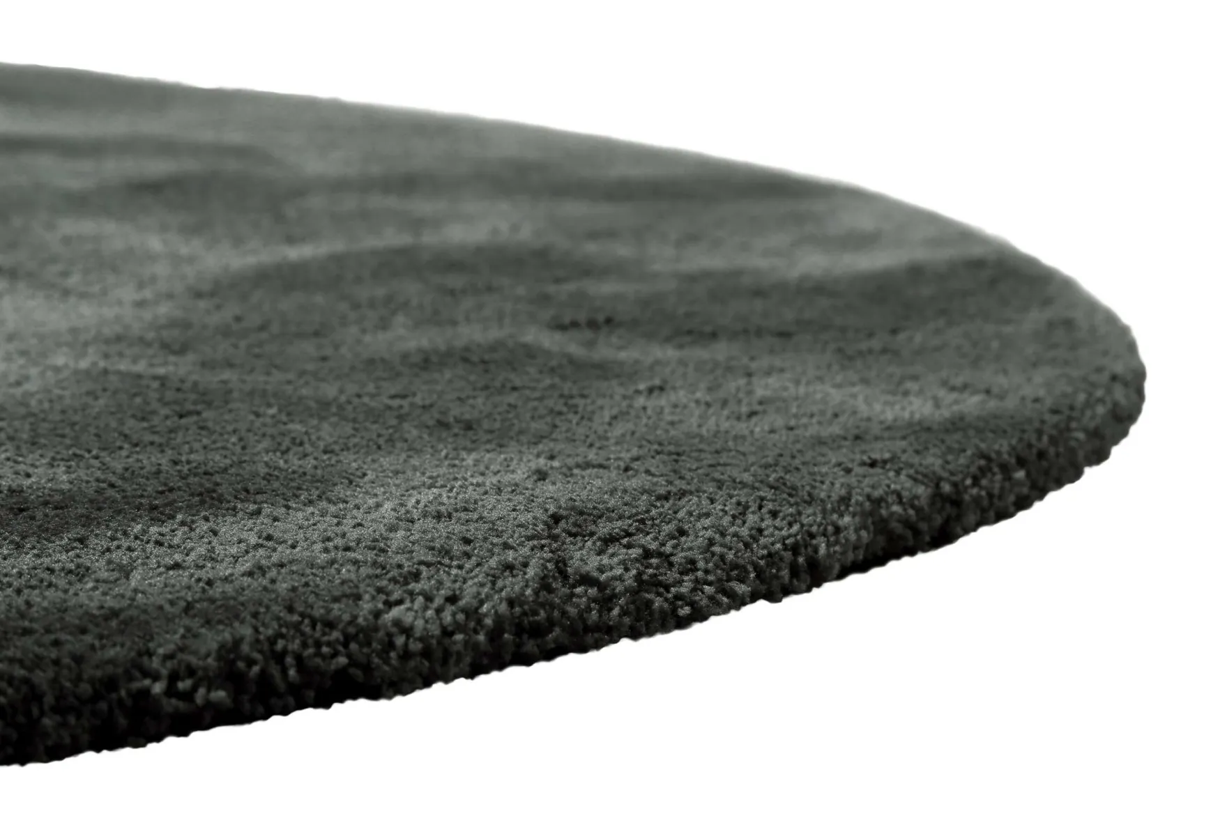 Teppich Rund Anthrazit Grün Hochflor "Pisa" Homie Living