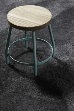 Teppich Rund Anthrazit Hochflor