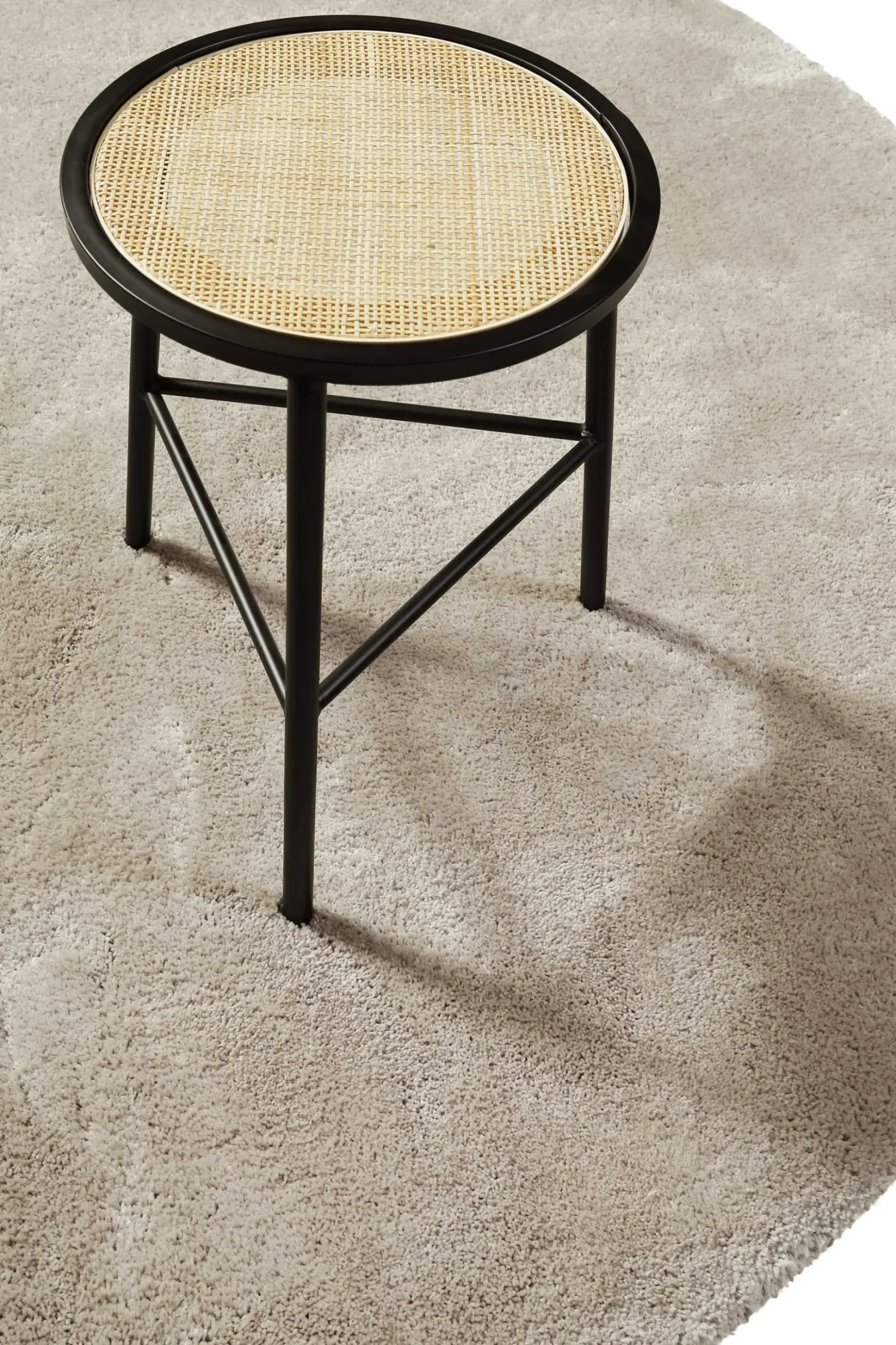 Teppich Rund Beige Grau Hochflor "Emilia" WECONhome Basics