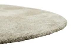 Teppich Rund Beige Sand meliert Hochflor