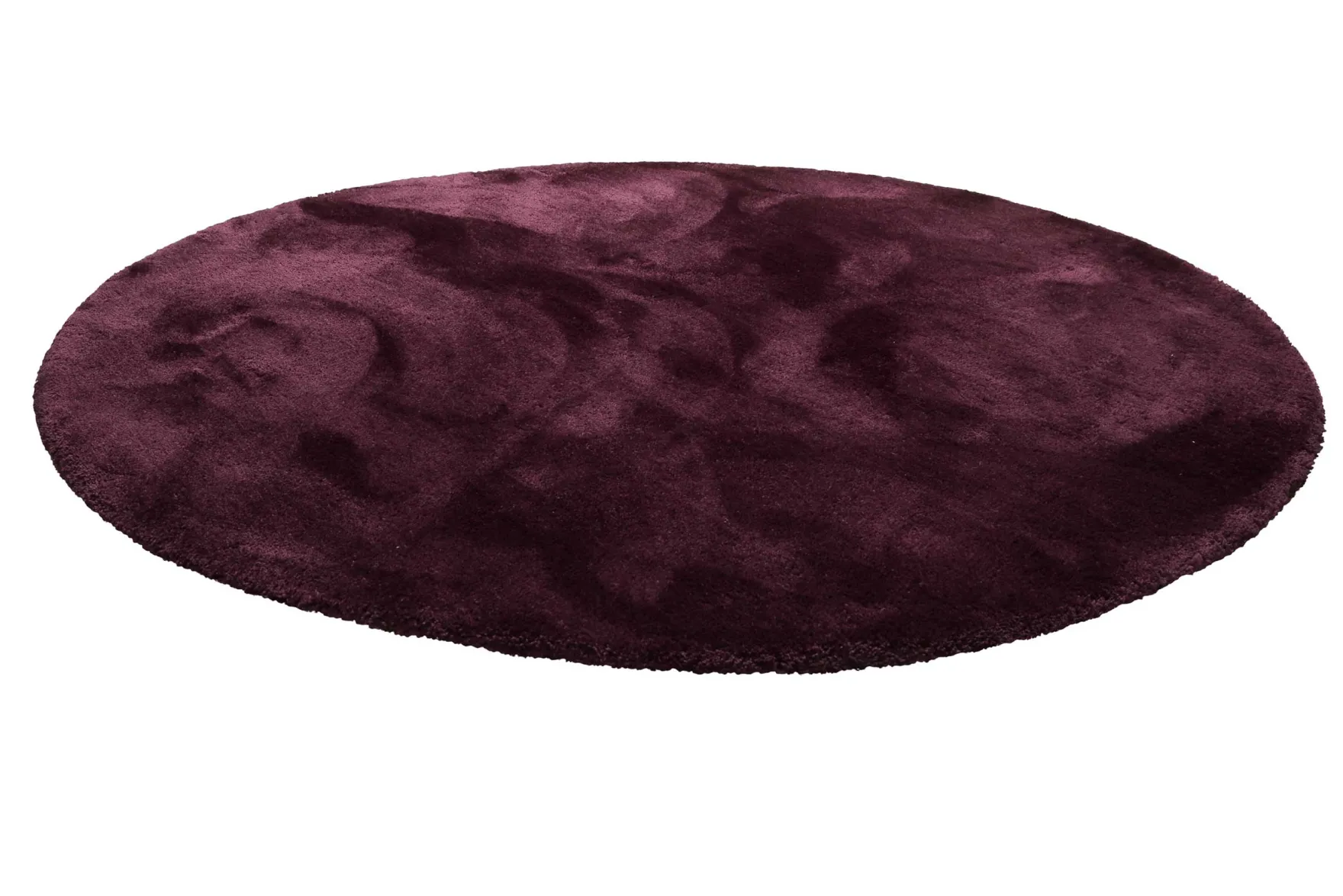 Teppich Rund Bordeaux Rot Hochflor "Pisa" Homie Living
