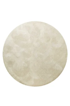 Teppich Rund Creme Beige meliert Hochflor