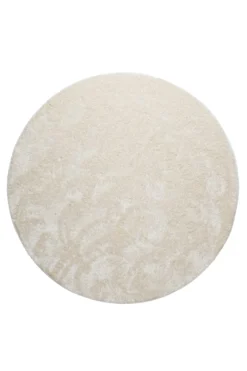 Teppich Rund Creme Weiß Hochflor