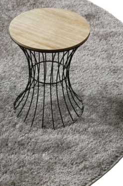 Teppich Rund Grau Hochflor 