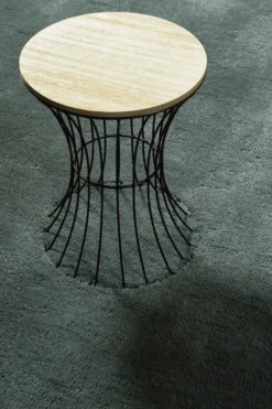 Teppich Rund Grün Grau Hochflor 