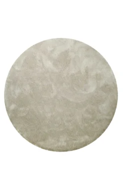 Teppich Rund Hellgrau Creme Hochflor "Pisa" Homie Living