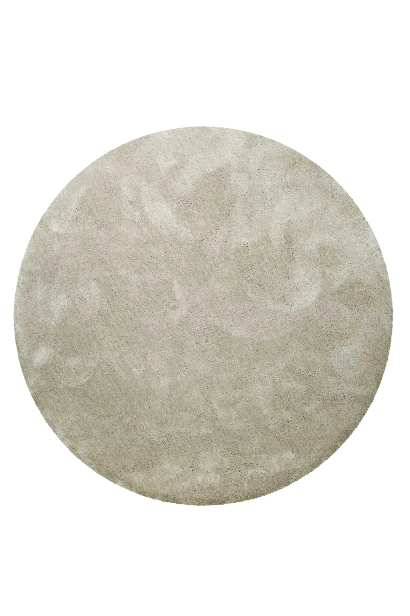 Teppich Rund Hellgrau Creme Hochflor "Pisa" Homie Living