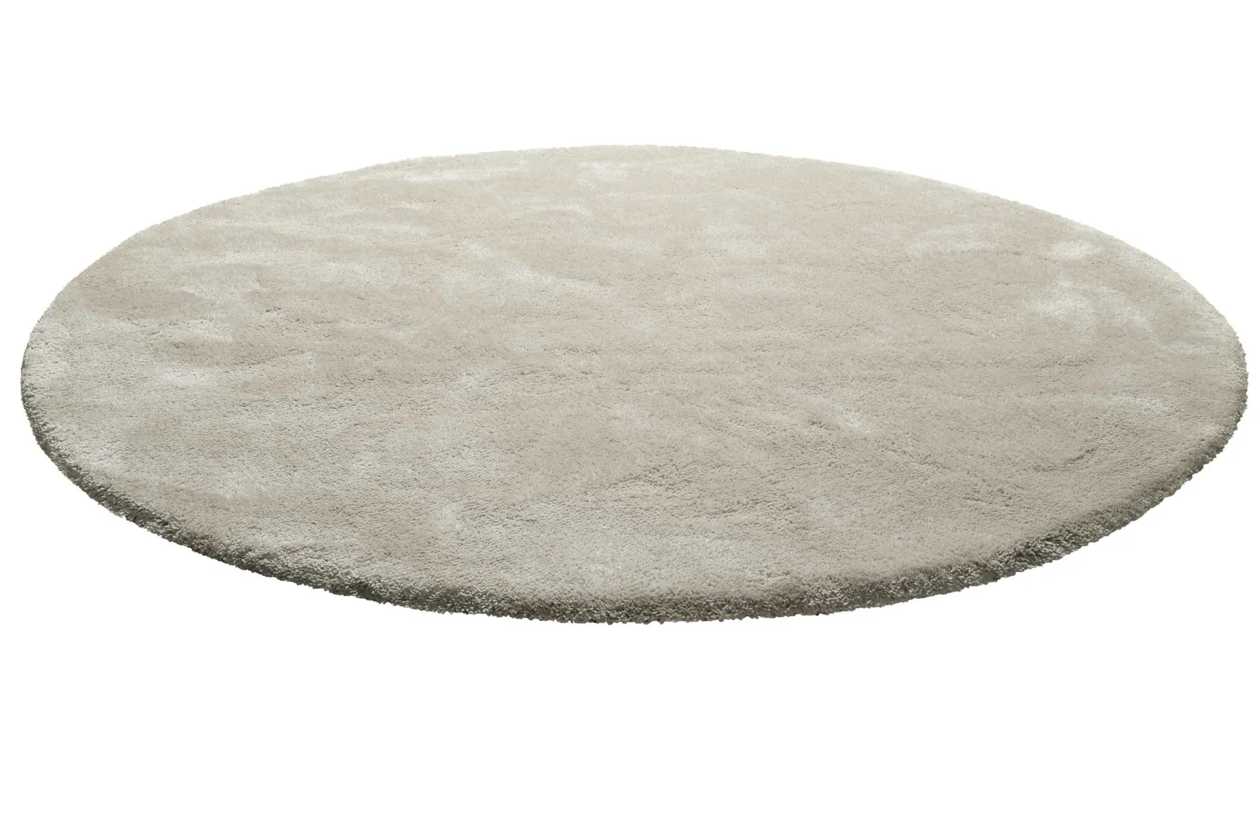 Teppich Rund Hellgrau Creme Hochflor "Pisa" Homie Living
