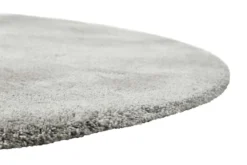 Teppich Rund Hellgrau Creme meliert Hochflor 