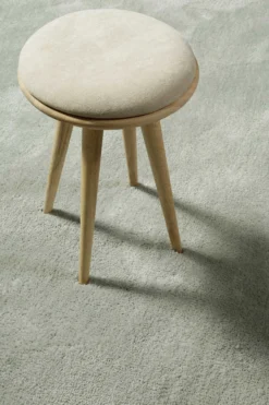 Teppich Rund Hellgrau Grün Hochflor "Pisa" Homie Living