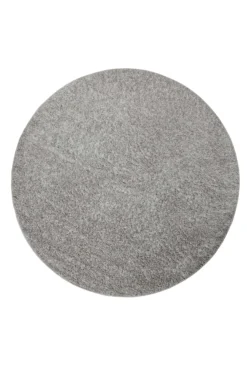 Teppich Rund Hellgrau Hochflor 