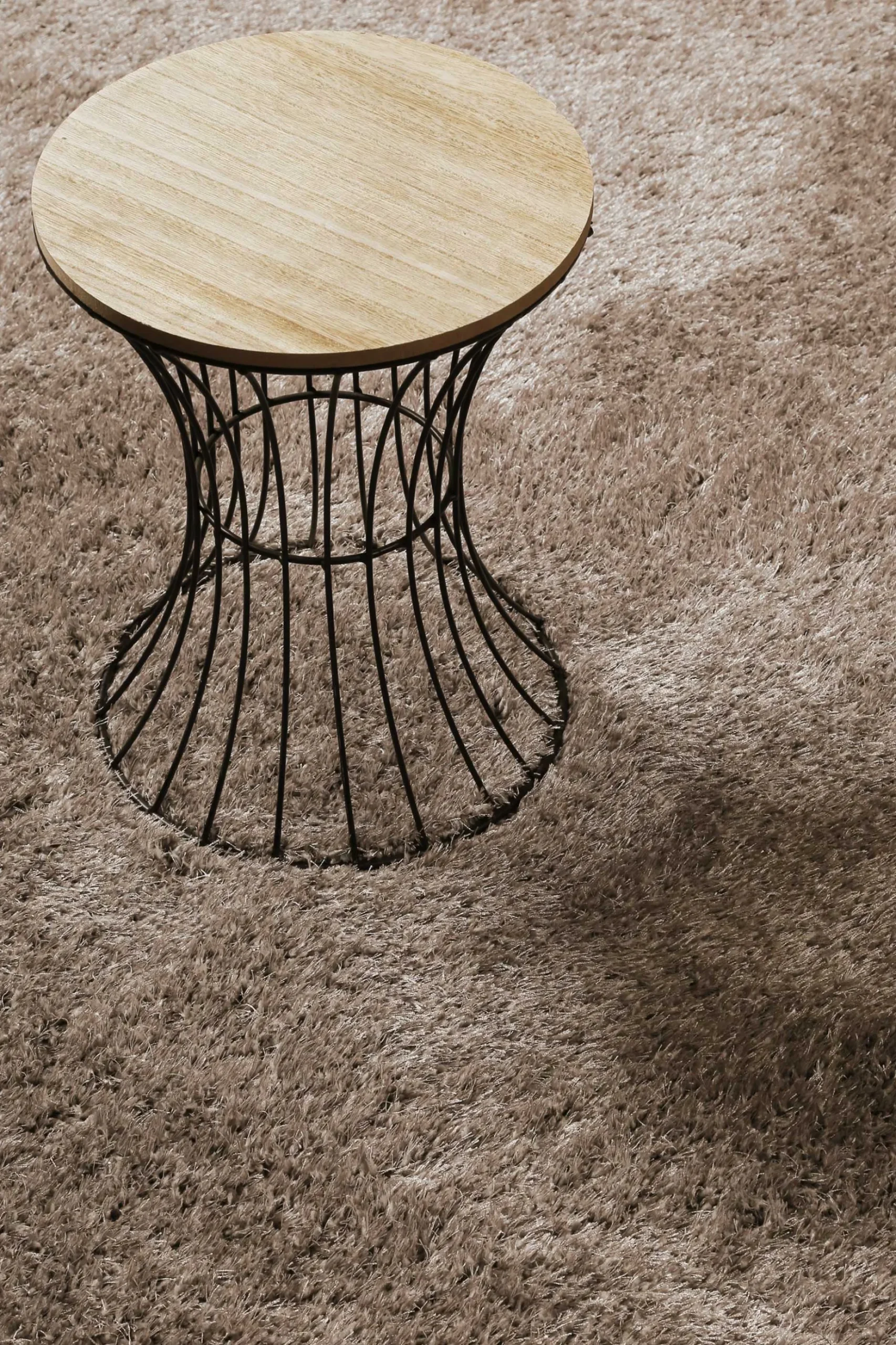 Teppich Rund Sand Hochflor "Flavio" Homie Living