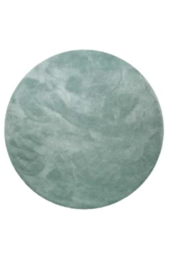Teppich Rund Türkis Grau Hochflor 