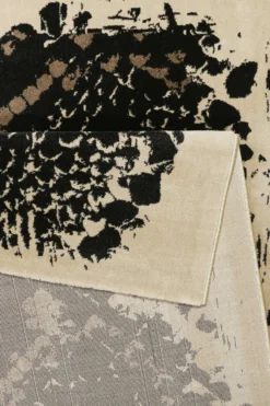 Teppich Schwarz Beige Taupe Kurzflor