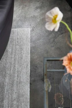 Teppich Silber Creme Kurzflor