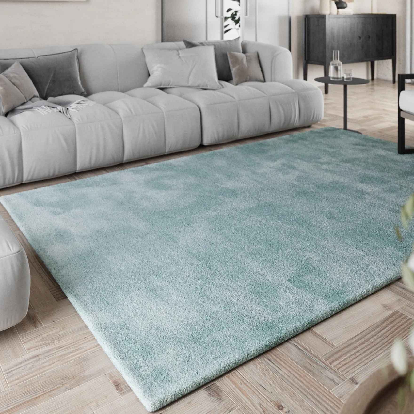 Teppich Türkis Grau Hochflor "Pisa" Homie Living