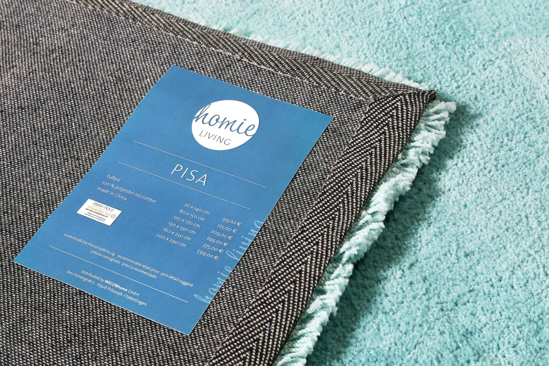 Teppich Türkis Hochflor "Pisa" Homie Living