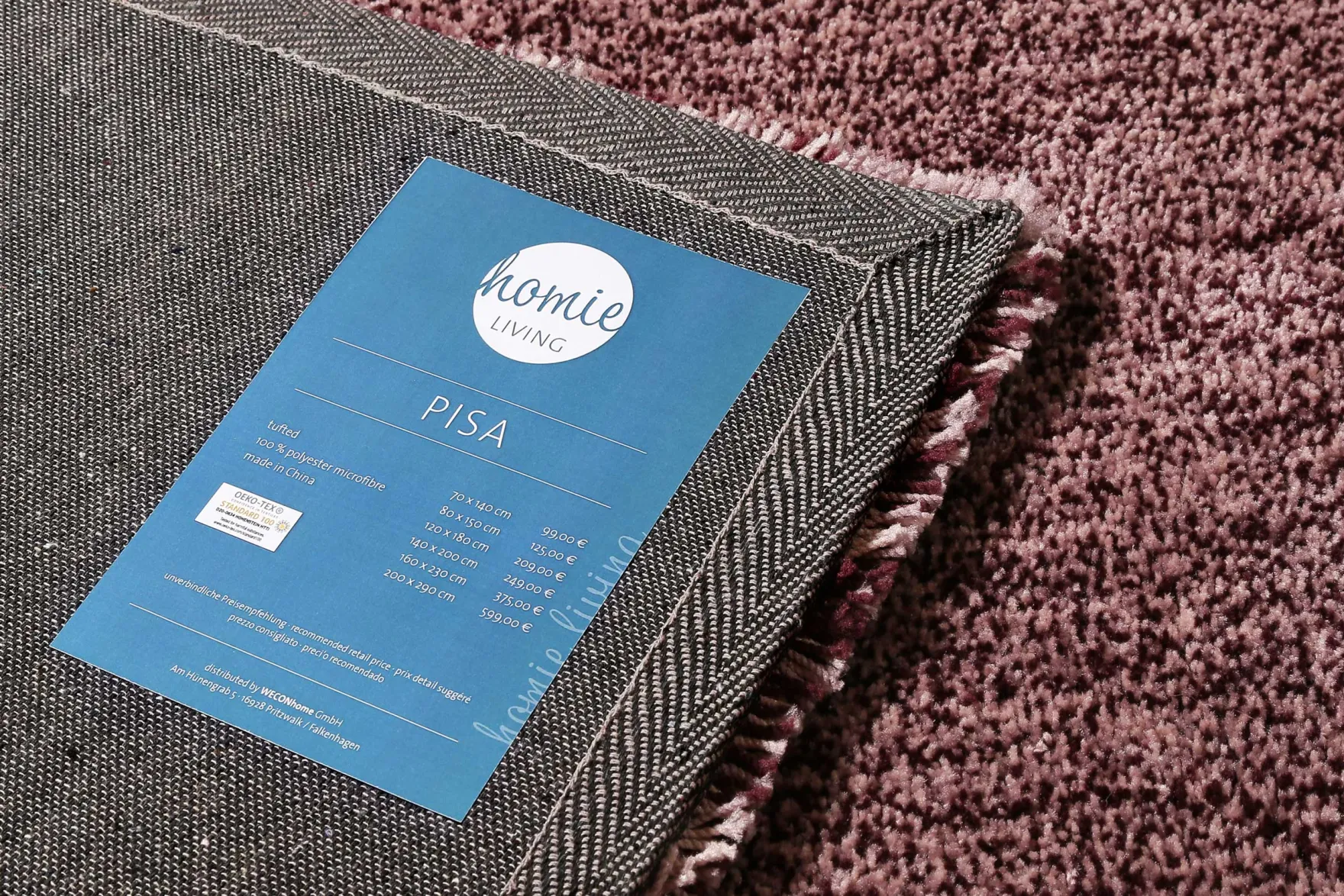 Teppich Violett Rosa meliert Hochflor "Pisa" Homie Living