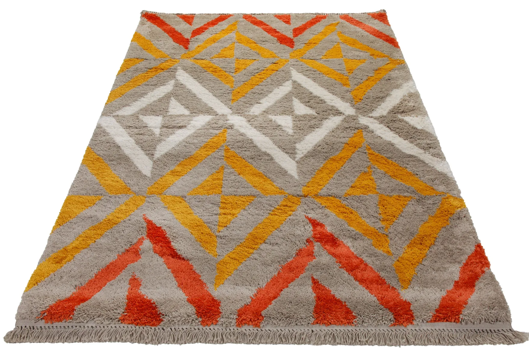 Teppich 160x230 Wohnzimmer Beige Orange Weiß Muster