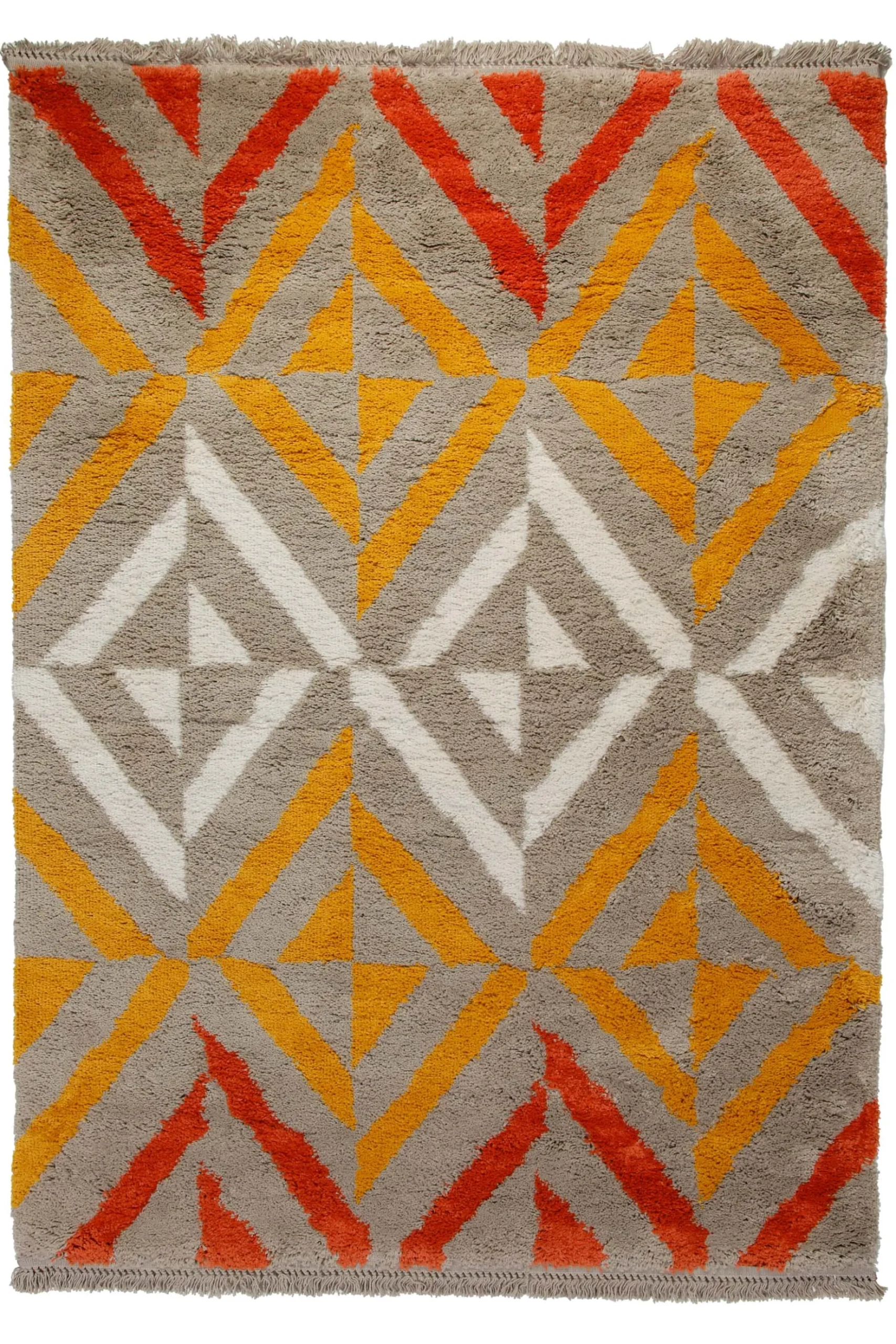 Teppich 160x230 Wohnzimmer Beige Orange Weiß Muster