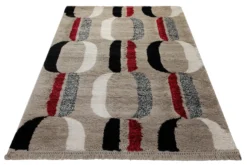 Teppich 160x230 Wohnzimmer Beige Schwarz Weiß Rot Muster