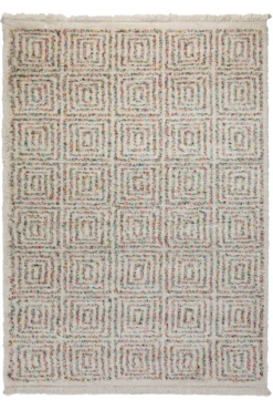 Teppich 160x230 Wohnzimmer Creme Bunt