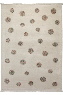 Teppich 160x230 Wohnzimmer Creme Bunt Punkte