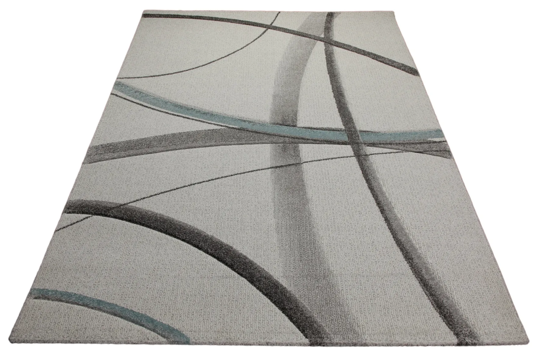 Teppich 160x230 Wohnzimmer Creme Linien Grau