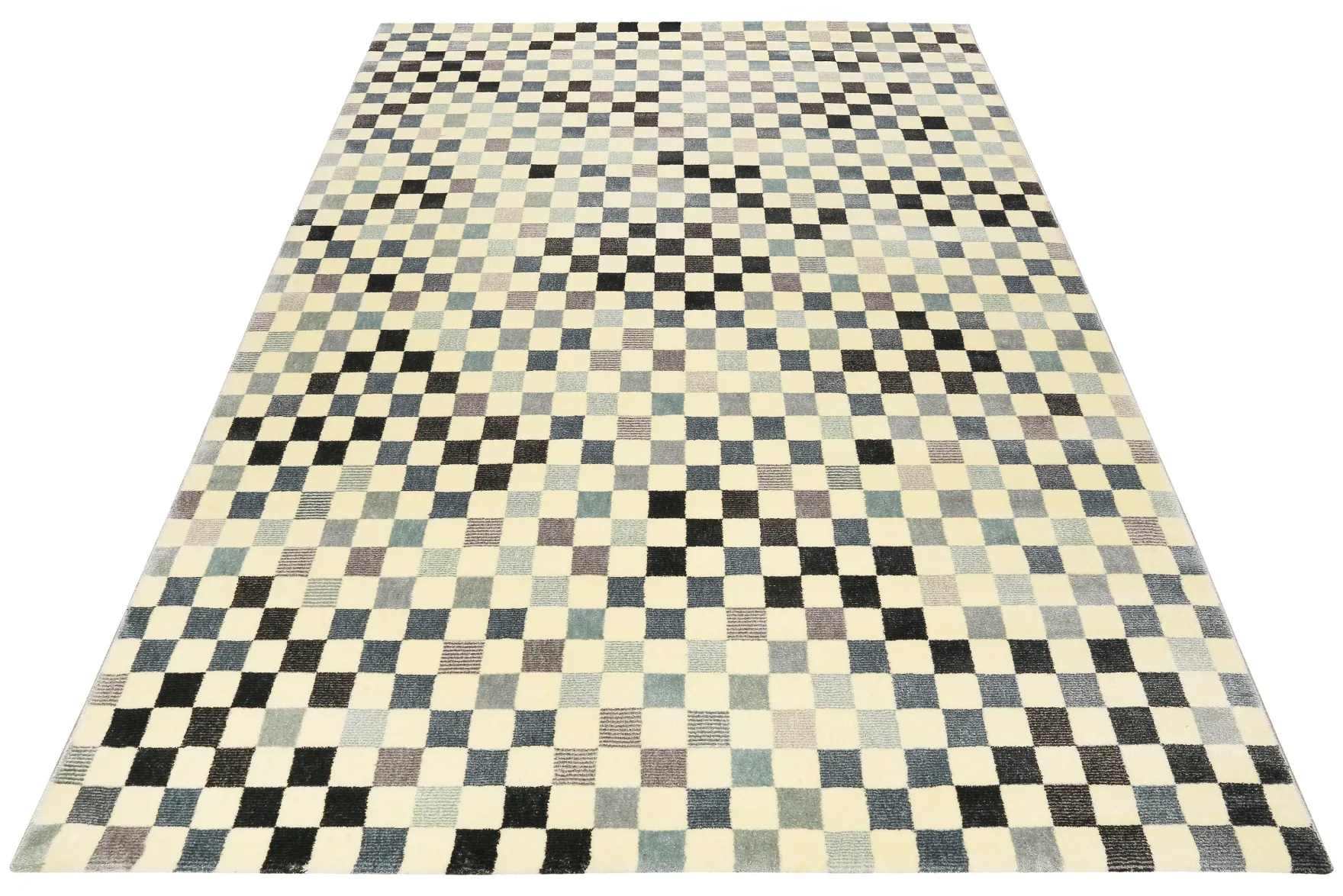 Teppich 160x230 Wohnzimmer Gelb Grau Schwarz Kariert