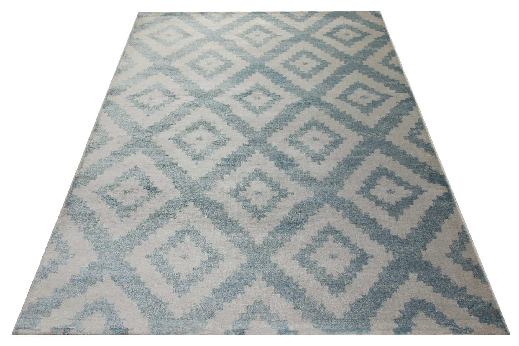 Teppich 160x230 Wohnzimmer Grau Blau Muster