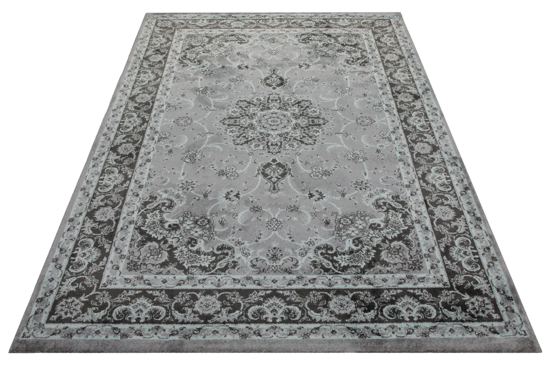 Teppich 160x230 Wohnzimmer Grau Schwarz