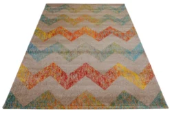 Teppich 160x230 Wohnzimmer Hellbraun Zickzack Muster