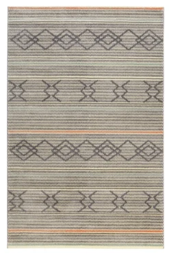 Teppich 160x230 Wohnzimmer Muster Grau Blau
