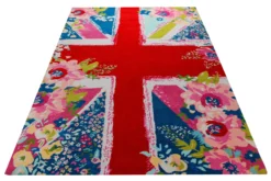 Union Jack in Zuckerrosa - Handtuft Wolle 160 x 230 cm