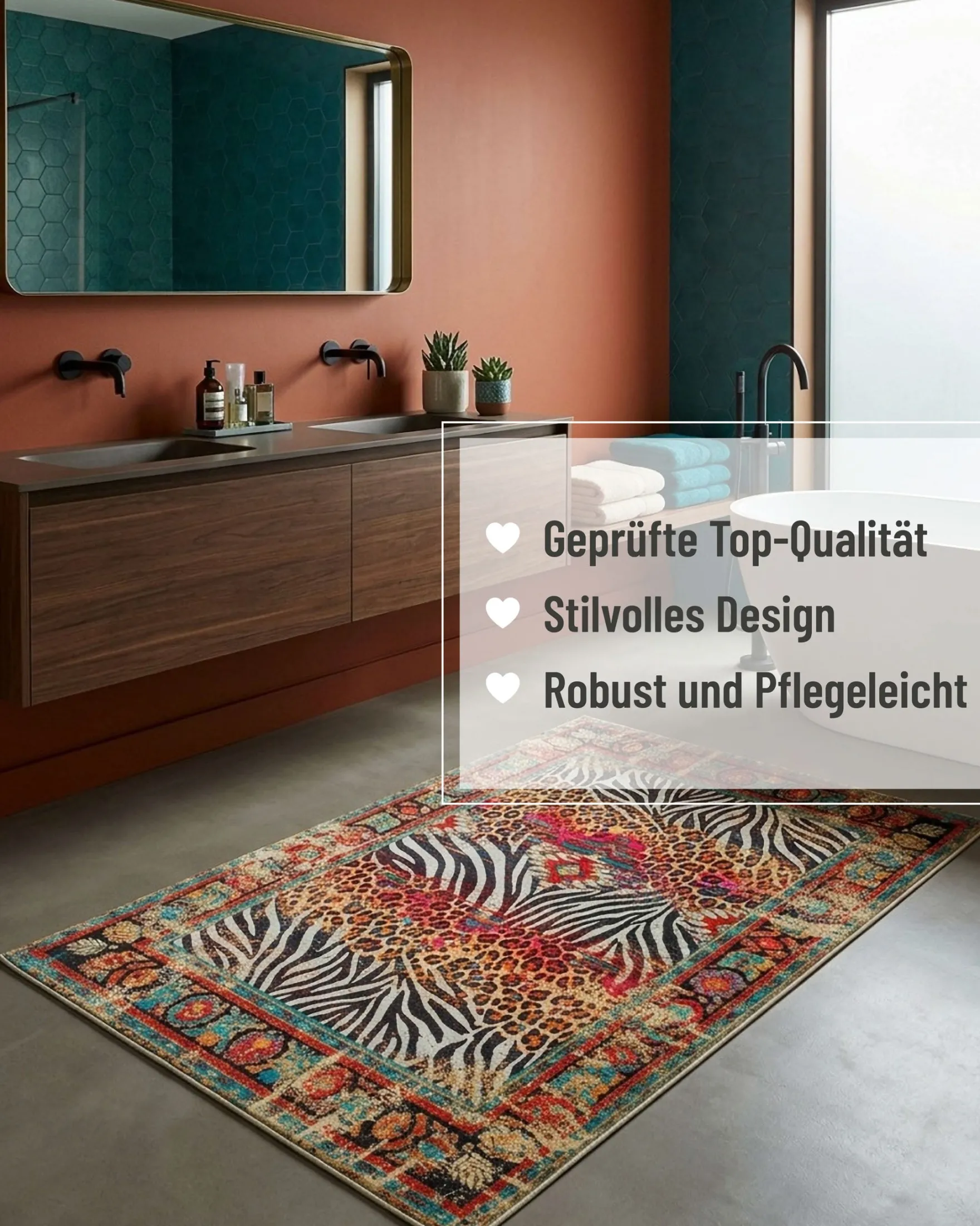 Vintage Badteppich Multi "Boho Safari" mit Animal Print WECONhome