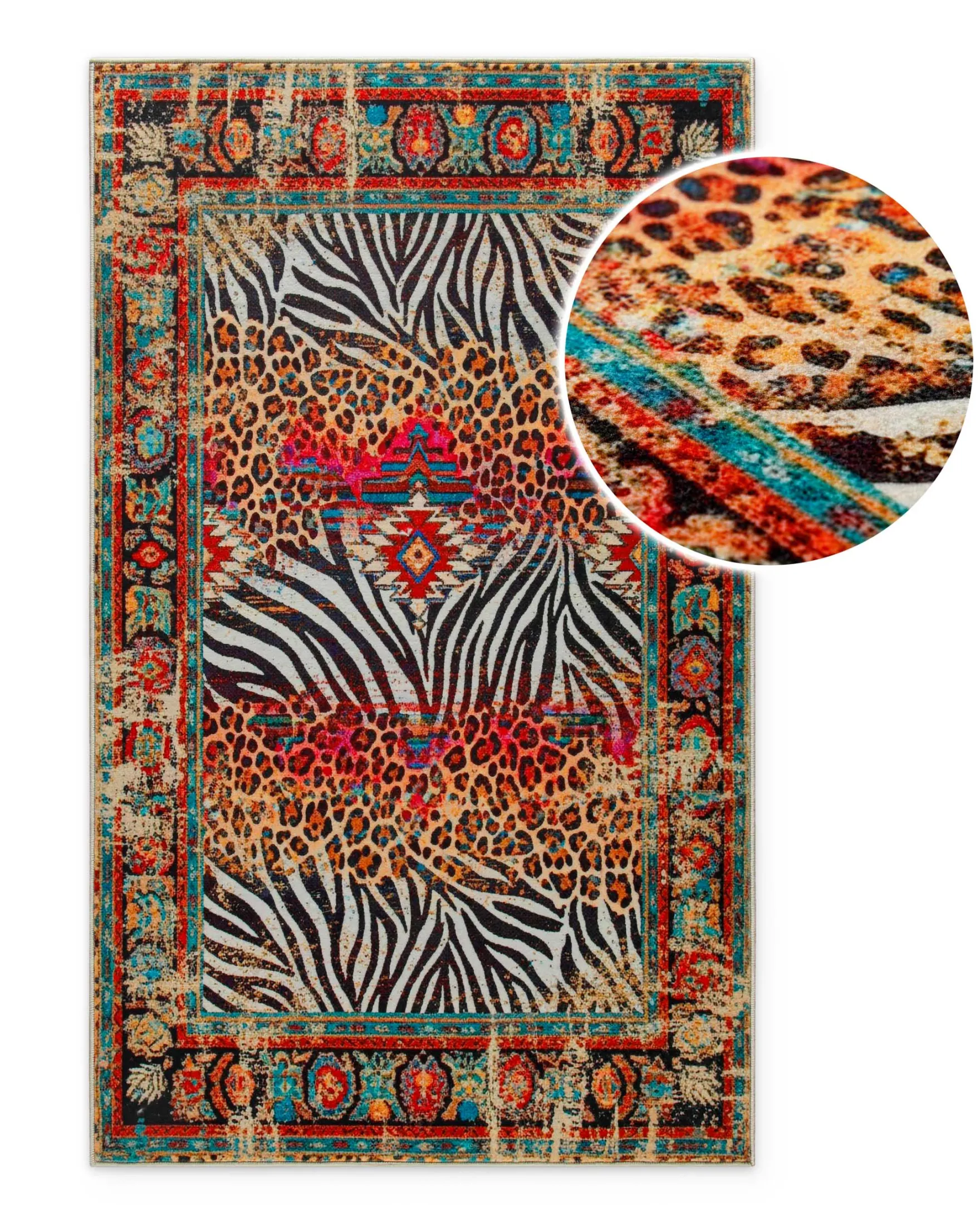 Vintage Badteppich Multi "Boho Safari" mit Animal Print WECONhome