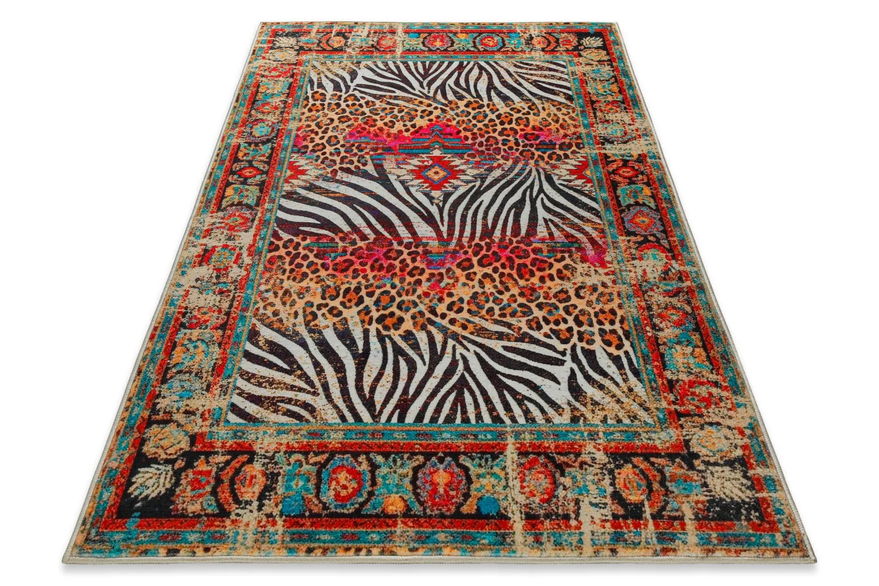 Vintage Badteppich Multi "Boho Safari" mit Animal Print WECONhome