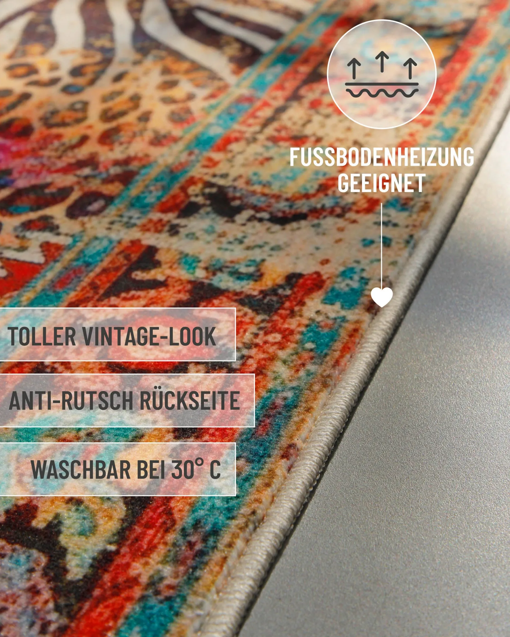 Vintage Badteppich Multi "Boho Safari" mit Animal Print WECONhome