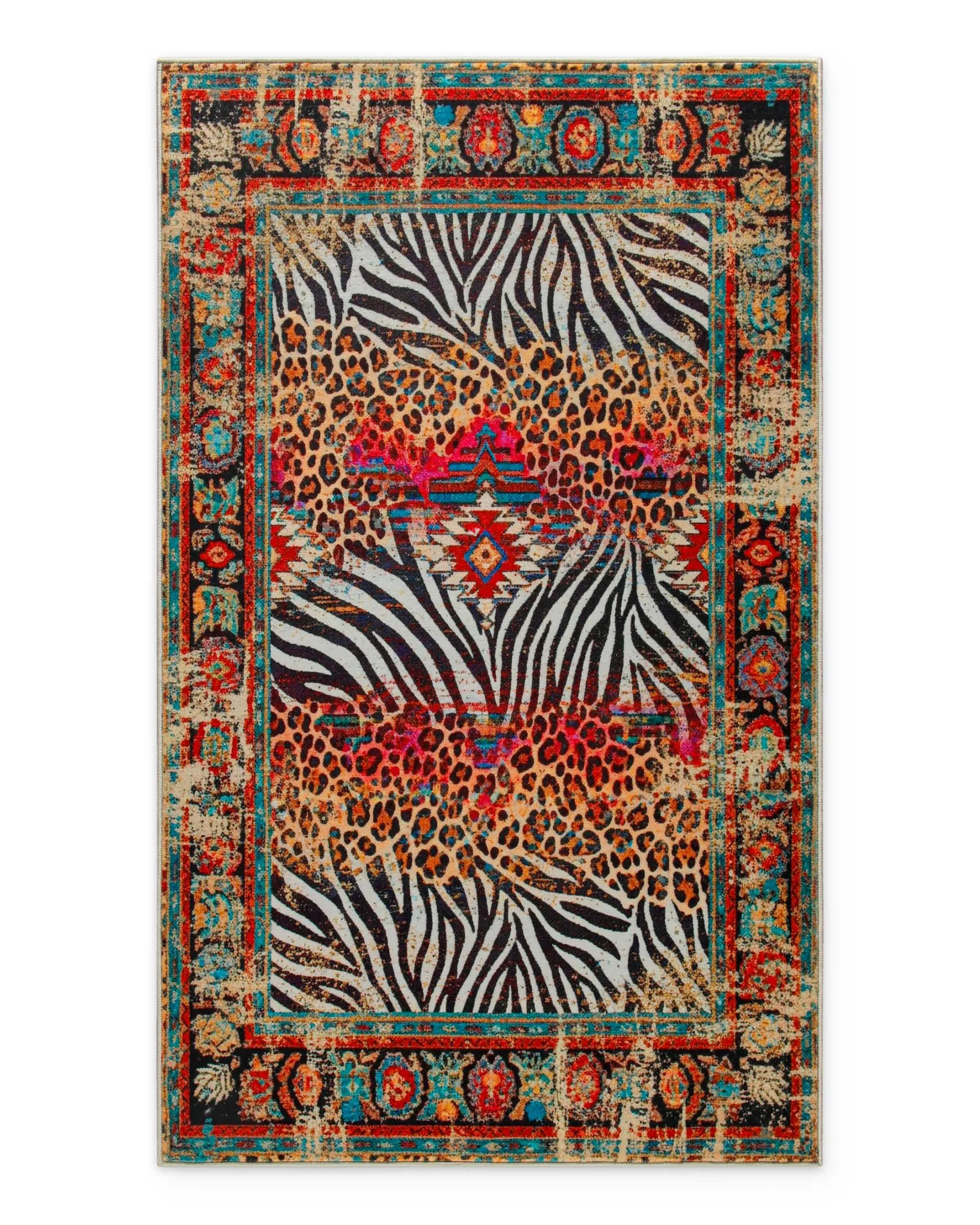 Vintage Badteppich Multi "Boho Safari" mit Animal Print WECONhome