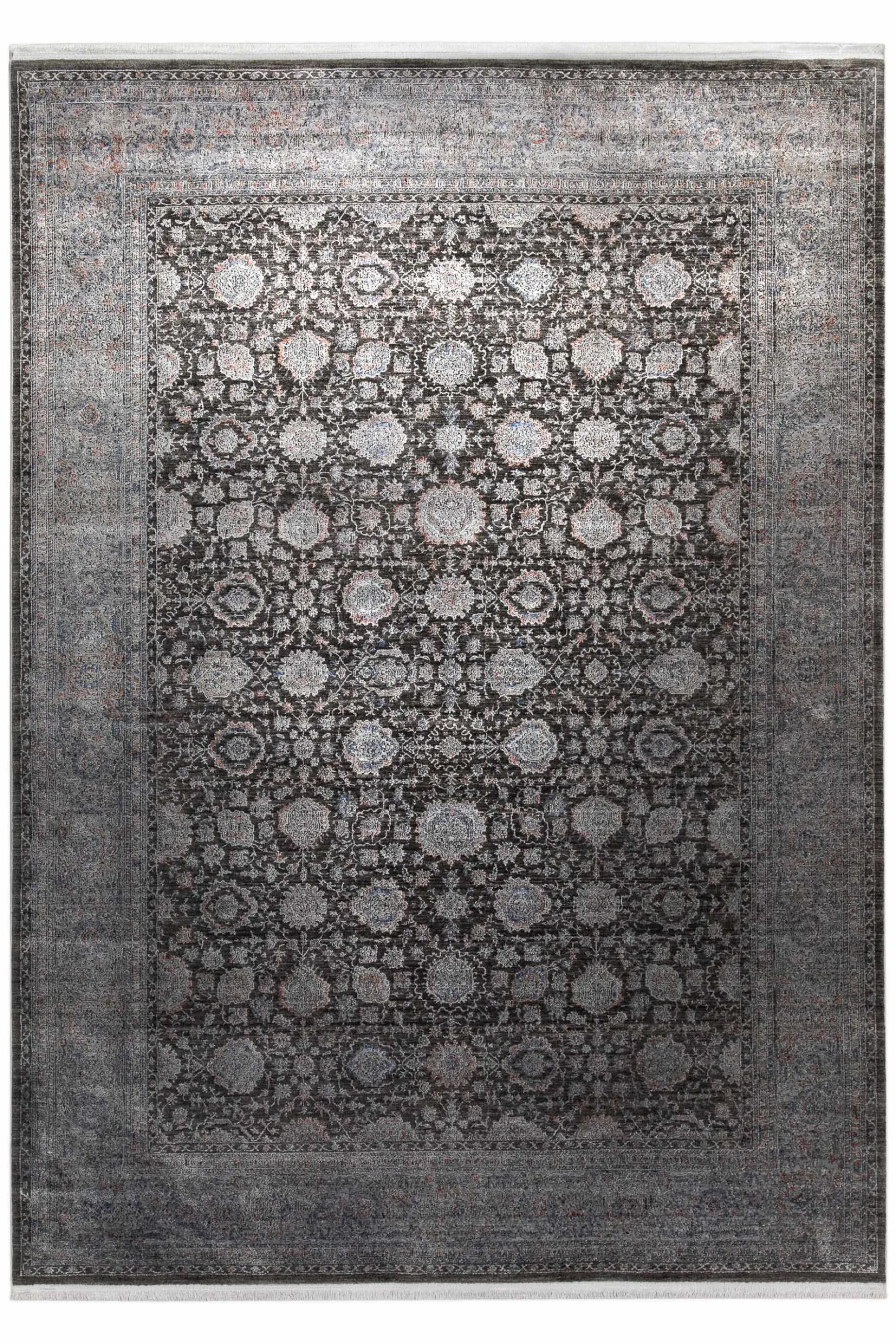 Vintage Kurzflorteppich Blau Grau "LunaSilk" WECONhome