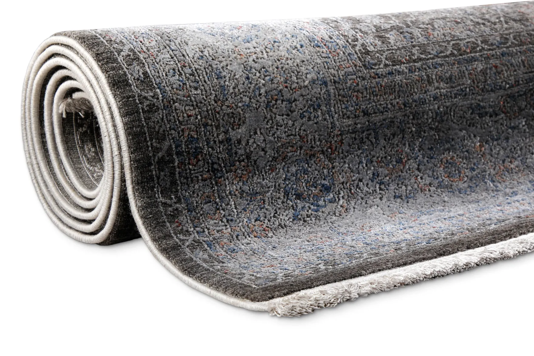 Vintage Kurzflorteppich Blau Grau "LunaSilk" WECONhome