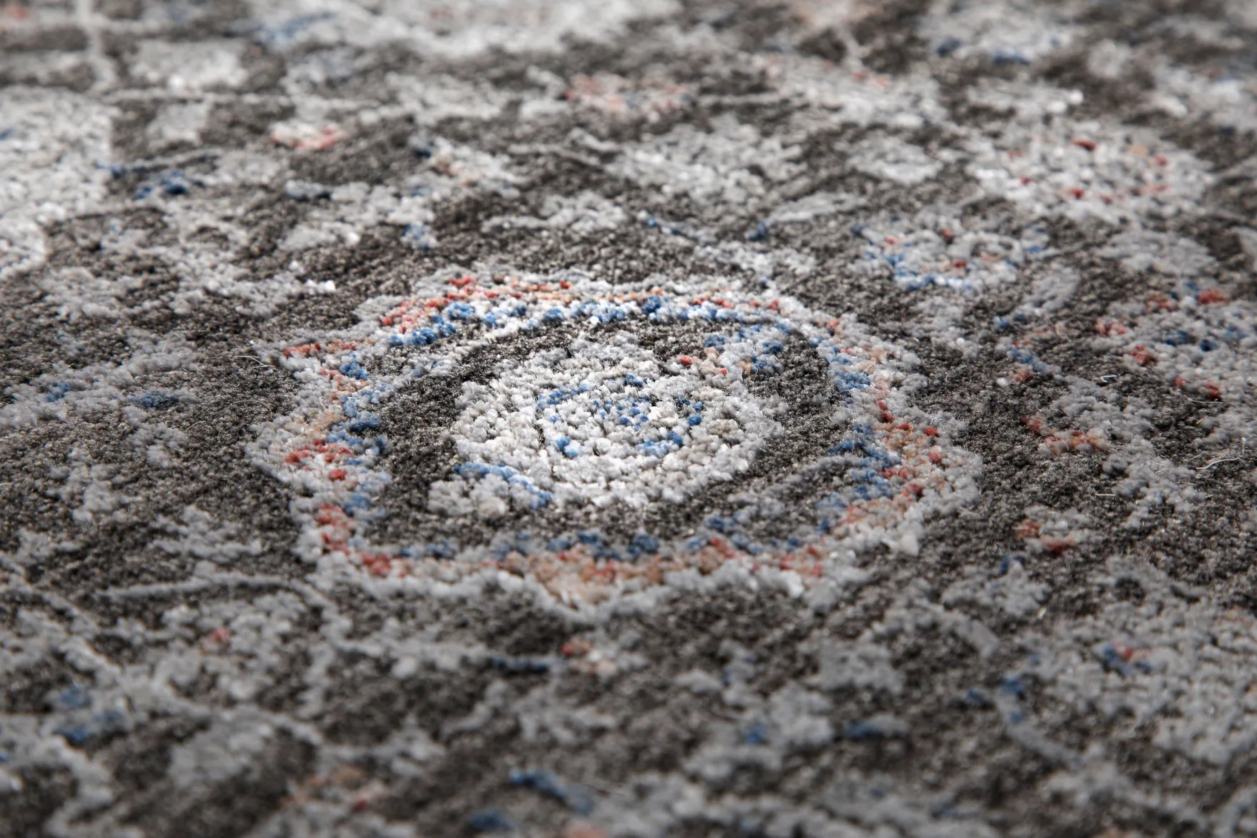 Vintage Kurzflorteppich Blau Grau "LunaSilk" WECONhome