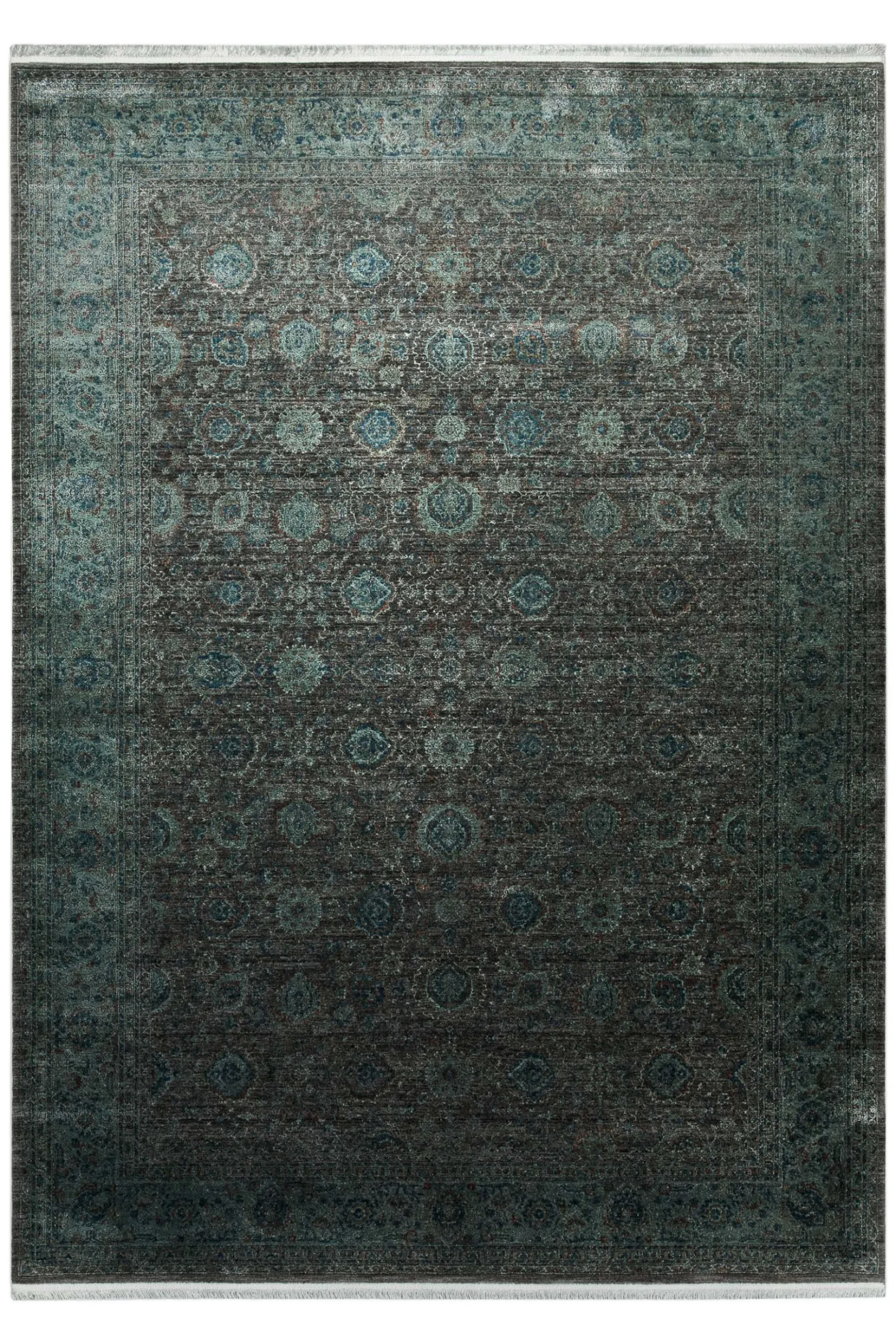 Vintage Kurzflorteppich Grün Grau "LunaSilk" WECONhome