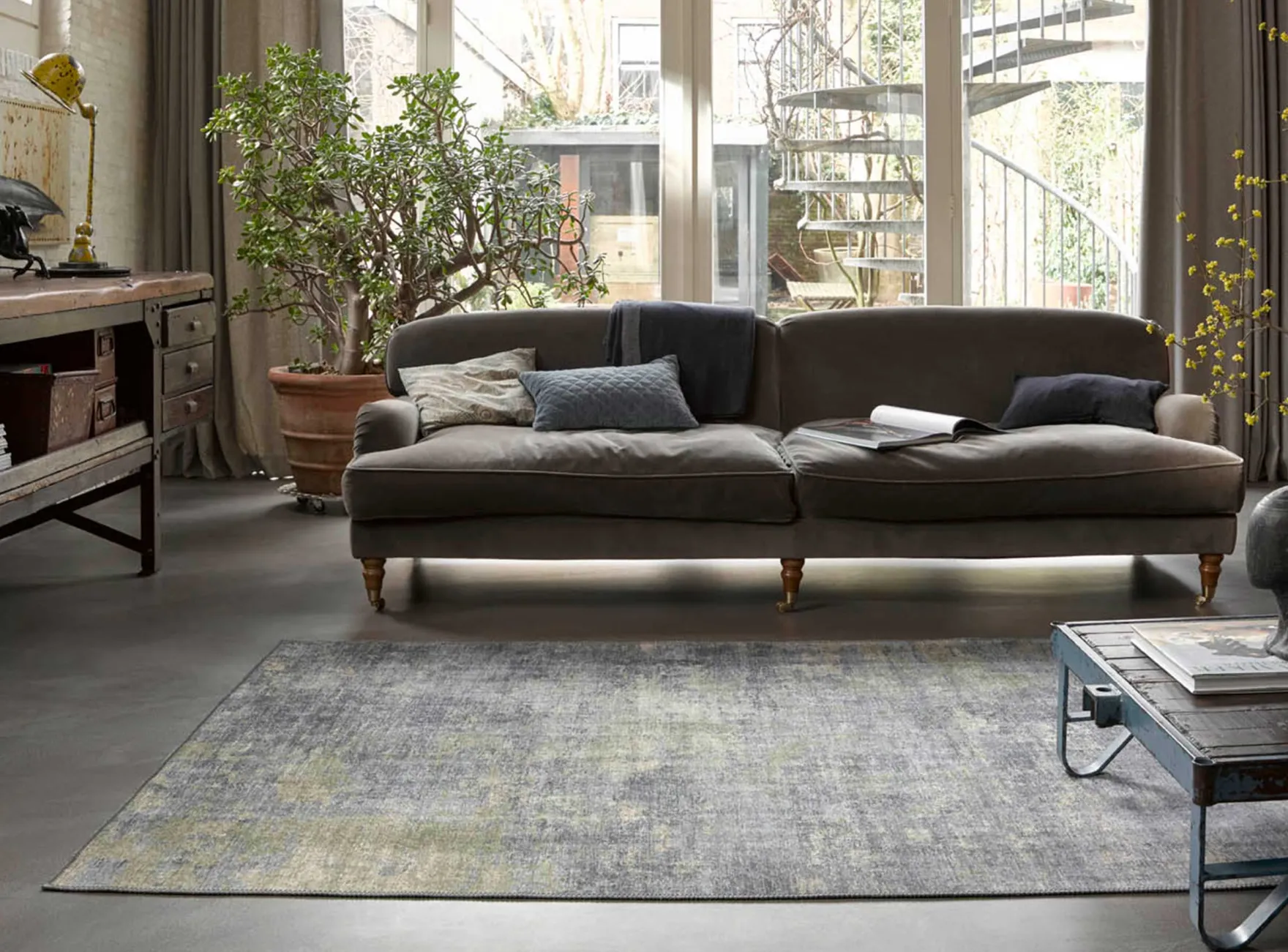 Vintage Teppich Blaugrau Grün "Night Hour" WECONhome