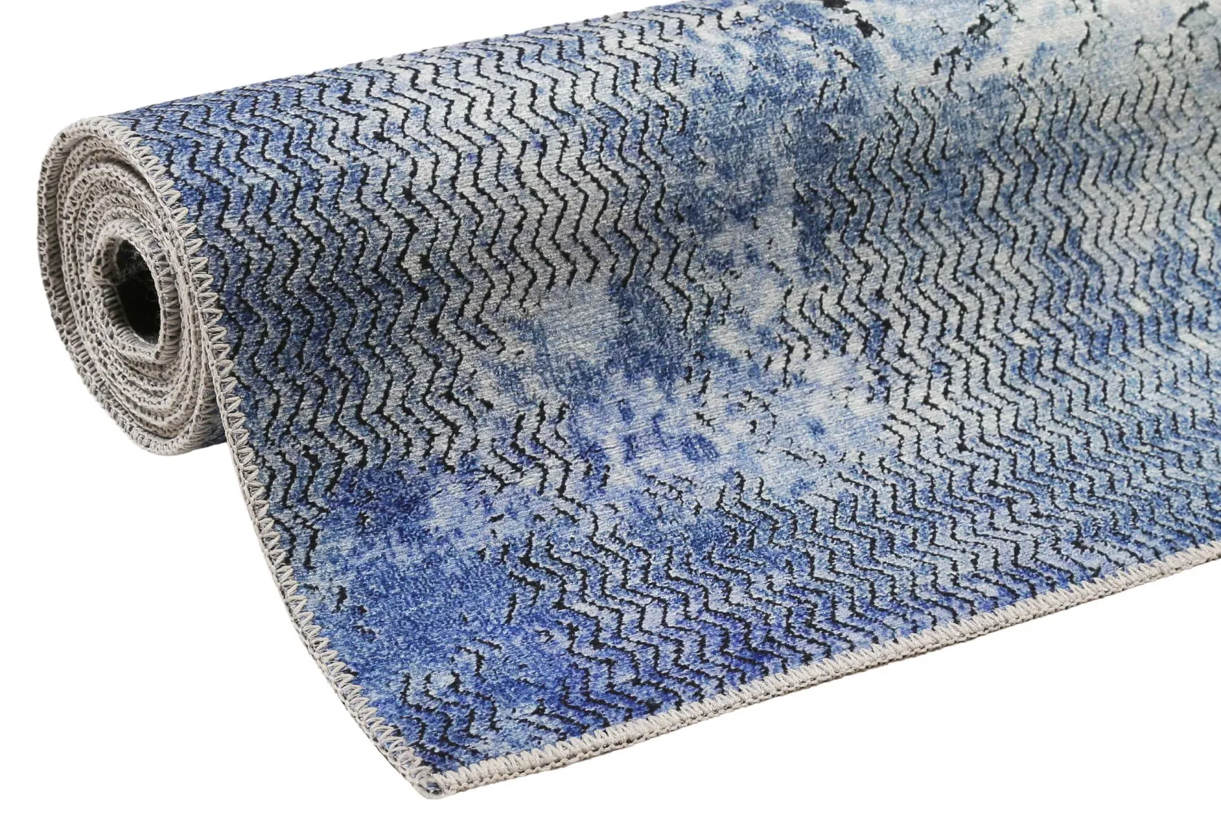 Vintage Teppich Blau Grau Kurzflor "Radiate" WECONhome