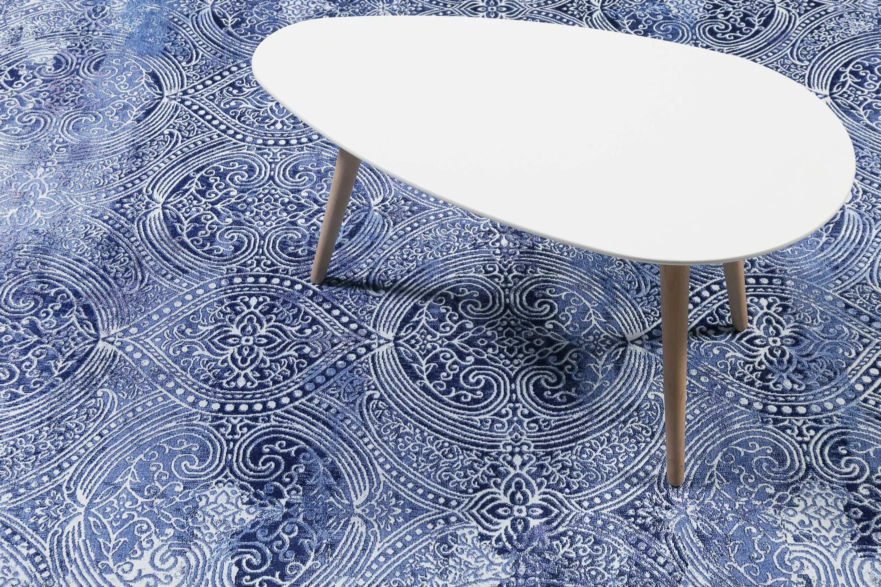 Vintage Teppich Blau Kurzflor "Grace" WECONhome