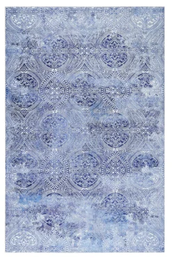 Vintage Teppich Blau Kurzflor