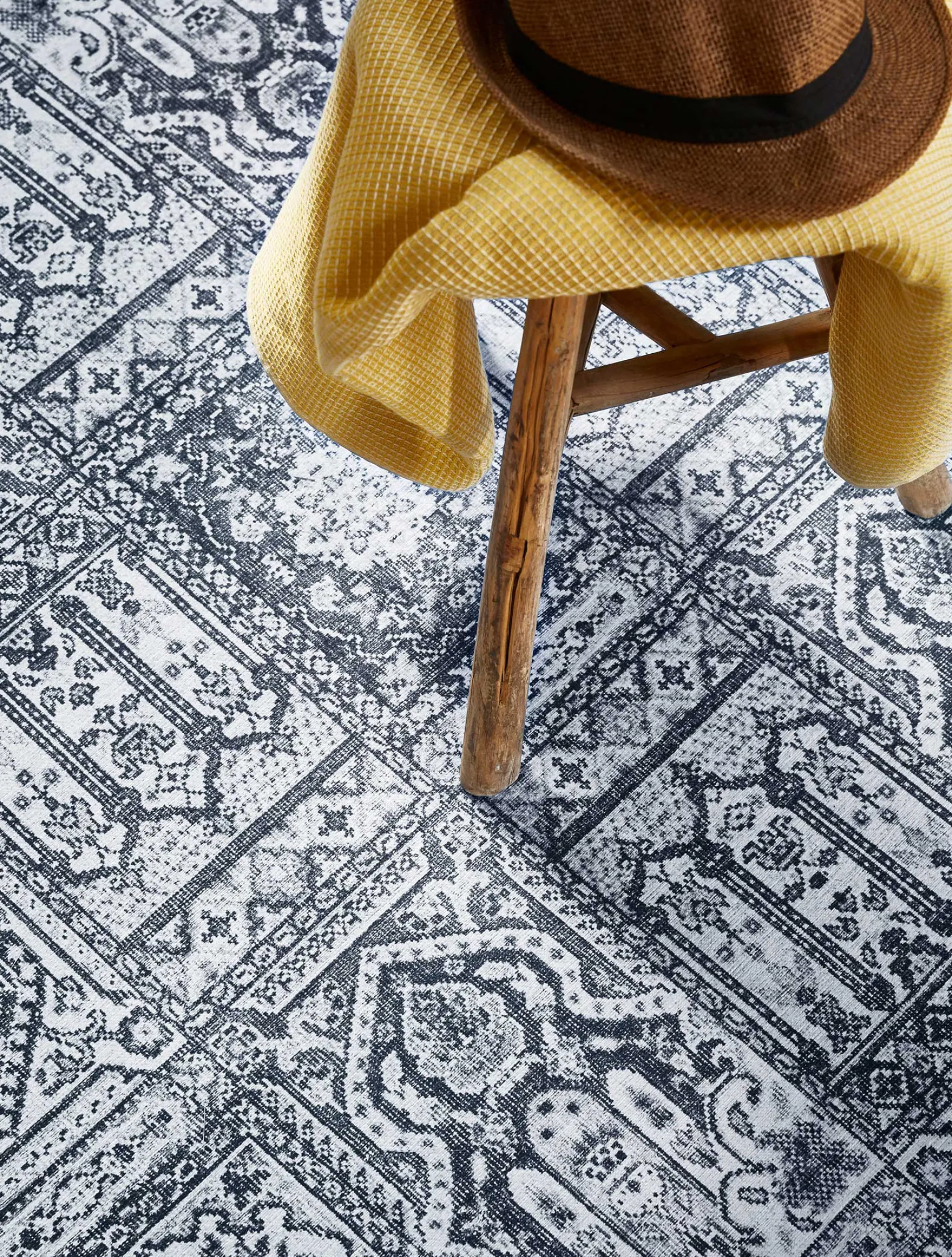 Vintage Teppich Grau Anthrazit Kurzflor "Fresh Bachtiar" WECONhome