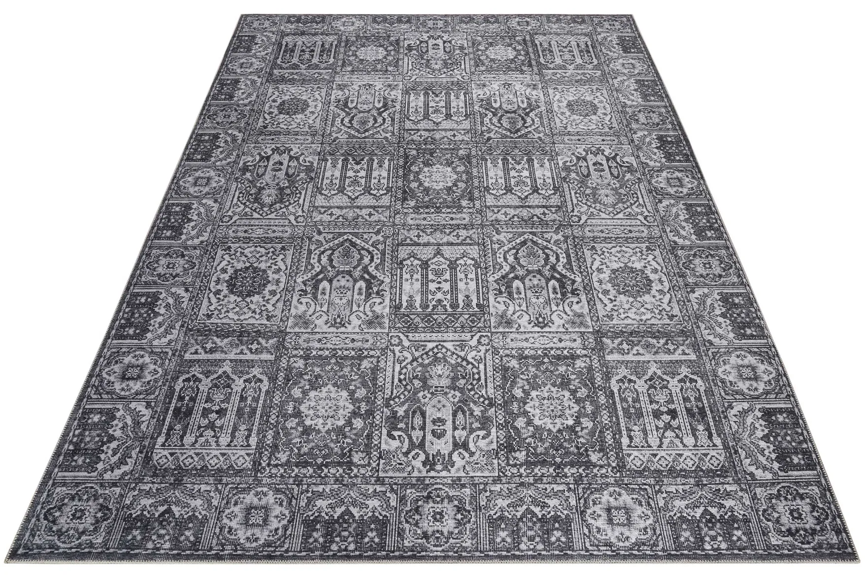 Vintage Teppich Grau Anthrazit Kurzflor "Fresh Bachtiar" WECONhome