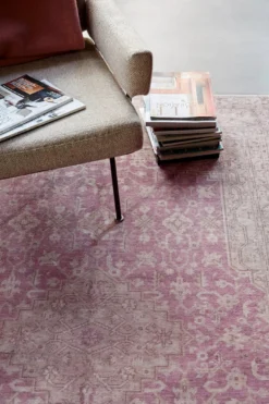 Vintage Teppich Grau Beige Rosa 